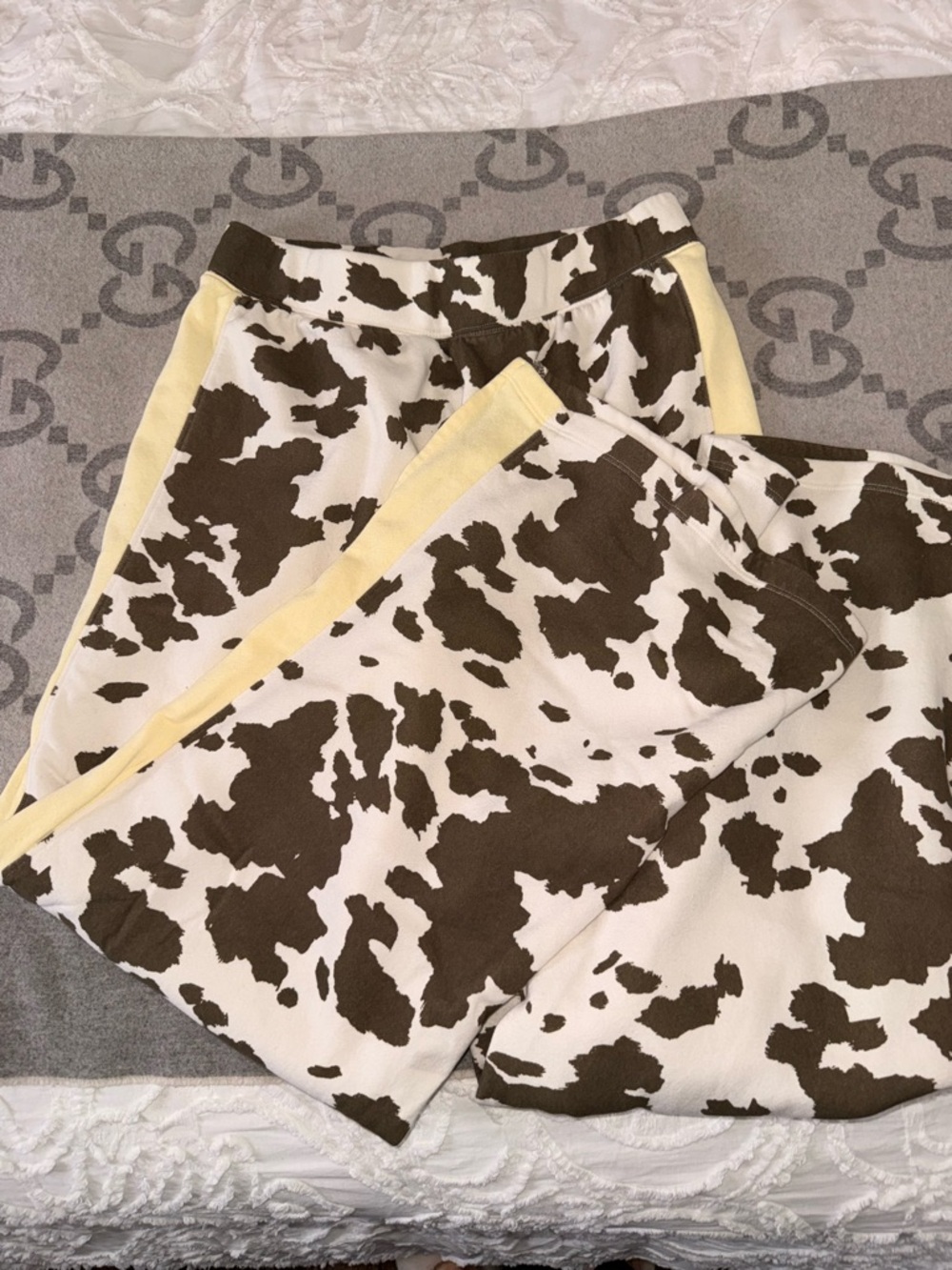 Grayson Threads Wide Leg Cowprint Jogging Pants in Brown & White - Picture 5 of 11